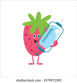 Cute strawberry character vector template design illustration