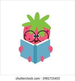 Cute strawberry character vector template design illustration