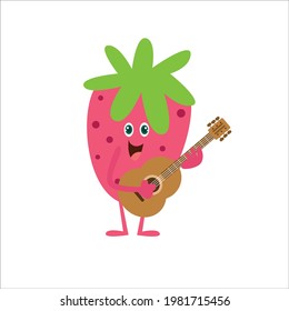 Cute strawberry character vector template design illustration