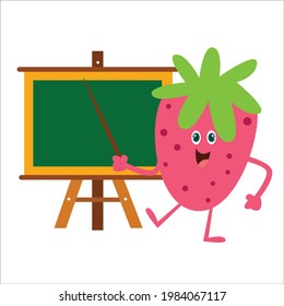 Cute strawberry character vector template design illustration