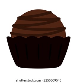 Cute strawberry and chocolate cupcake with a cute cherry flat vector design cartoon for clip art and logo