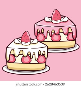 Cute Strawberry Cream Cake Slice
