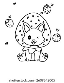 Cute strawberry dog to color