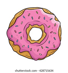 Cute Strawberry Donut Outline Sprinkles On Stock Vector (Royalty Free ...