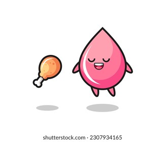 cute strawberry drop juice floating and tempted because of fried chicken , cute style design for t shirt, sticker, logo element