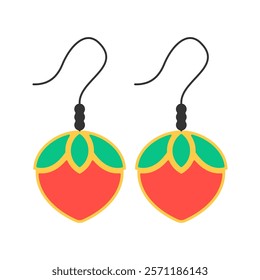 Cute Strawberry Earrings Icon Illustration