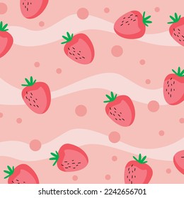 Cute Strawberry Fruit Sweet Pattern Texture Background Banner Design Vector  Strawberry Pattern girly 