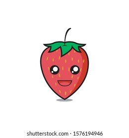 Cute Strawberry Fruit Vector Design