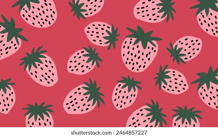 Cute strawberry fruits pattern background vector design