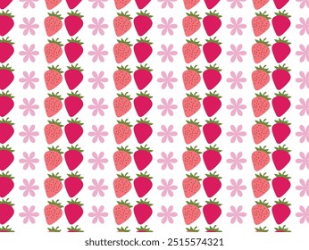 Design de vetor de fundo de padrão de frutos de morango bonito