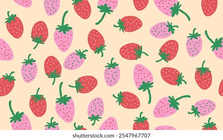 Cute strawberry fruits pattern background vector design