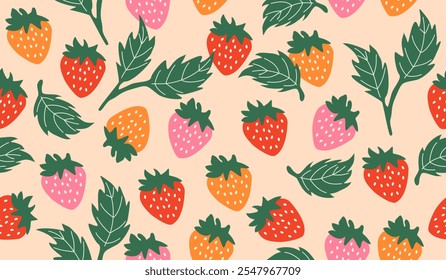 Diseño lindo del Vector del fondo del patrón de las frutas de fresa
