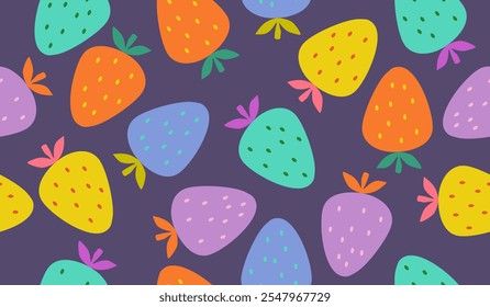 Cute strawberry fruits pattern background vector design