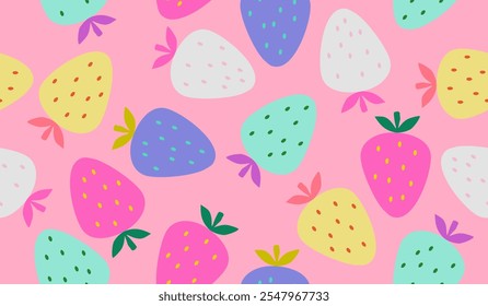 Cute strawberry fruits pattern background vector design