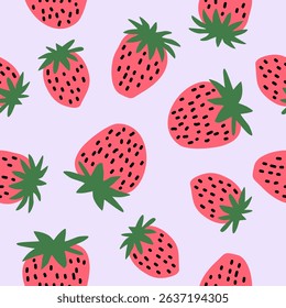 Cute strawberry fruits pattern background vector design