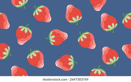 Design de vetor de fundo de padrão de frutos de morango bonito