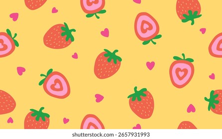 Diseño lindo del Vector del fondo del patrón de las frutas de fresa
