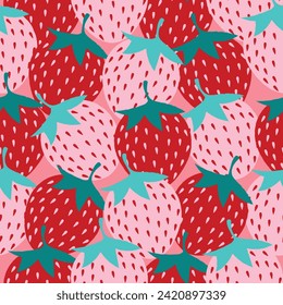 cute strawberry hand drawn seamless pattern vector illustration for decoration invitation greeting birthday party celebration wedding card poster banner textiles wallpaper background