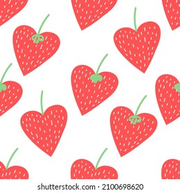 Premium Vector  Cute seamless pattern with strawberry, hearts