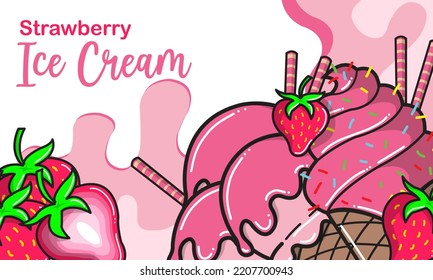 cute strawberry ice cream background