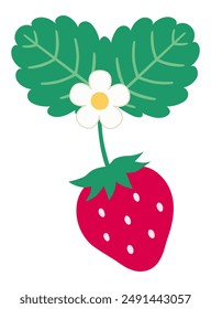 Cute strawberry illustration. Fruit, food, one piece