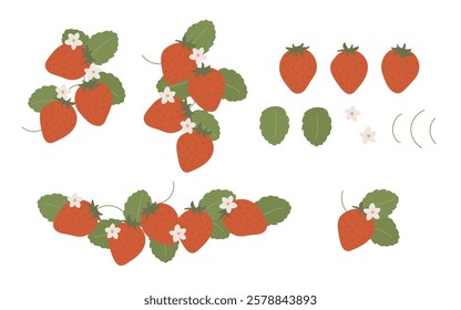 Cute strawberry illustration material set