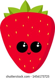 Cute strawberry, illustration, vector on white background