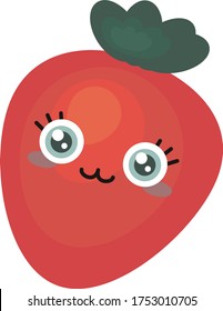 Cute strawberry , illustration, vector on white background