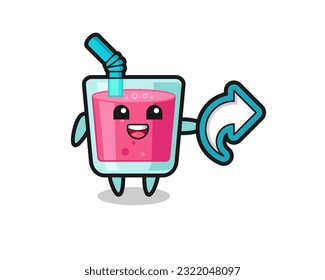 cute strawberry juice hold social media share symbol , cute style design for t shirt, sticker, logo element