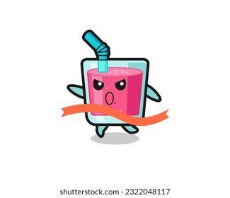 cute strawberry juice illustration is reaching the finish , cute style design for t shirt, sticker, logo element