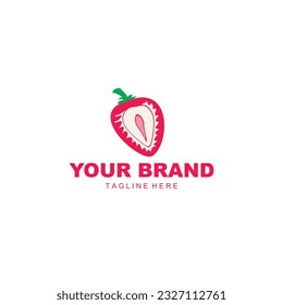 cute strawberry logo in half