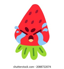 Cute Strawberry Mascot Crying 1
