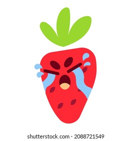 Cute Strawberry Mascot Crying 2
