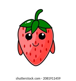Cute strawberry mascot. Strawberry fruit character.