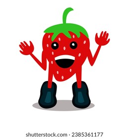 cute strawberry mascot illustration vector