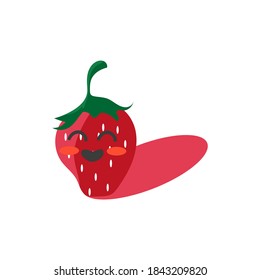 Cute Strawberry-Maskottchen, Vektordesign auf weißem Hintergrund