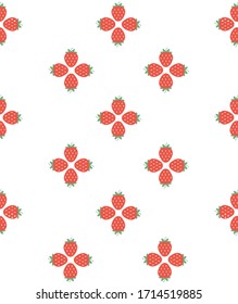 Cute strawberry in pastel color vector pattern 