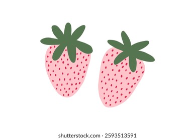 Cute Strawberry pattern, Print with berry. Natural sweet food. Summer fruit background for fabric, textile, wrapping paper, wallpaper. Flat vector illustration