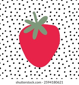 Cute Strawberry pattern, Print with berry. Natural sweet food. Summer fruit background for fabric, textile, wrapping paper, wallpaper. Flat vector illustration