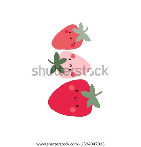 Cute Strawberry pattern, Print with berry. Natural sweet food. Summer fruit background for fabric, textile, wrapping paper, wallpaper. Flat vector illustration