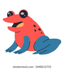 Cute strawberry poison dart frog vector cartoon illustration isolated on a white background.