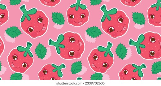 cute strawberry seamless pattern, cartooon design vector
