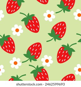 Cute Strawberry seamless pattern for Fabric, wraping, or wallpaper. vector illustration