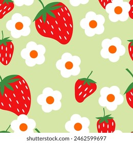 Cute Strawberry seamless pattern for Fabric, wraping, or wallpaper. vector illustration