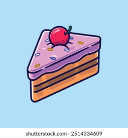 Cute Strawberry Sliced Cake Food and Beverages Illustration Theme.