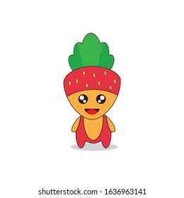 CUTE STRAWBERRY SMILE DESIGN VECTOR MASCOT EPS 10.