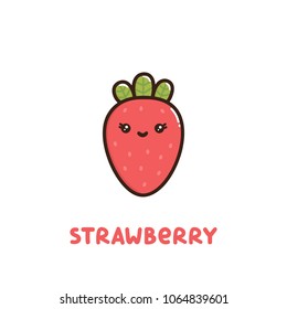 Cute strawberry with a smile, on a white background. It can be used for sticker, patch, phone case, poster, t-shirt, mug and other design.