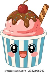 Cute Strawberry Sundae Cup Character