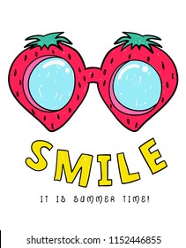 Cute strawberry sunglasses guitar vector design