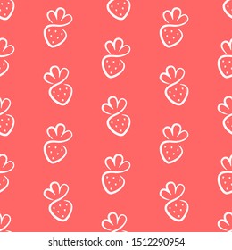 Cute strawberry vector background. Seamless hand drawn pattern